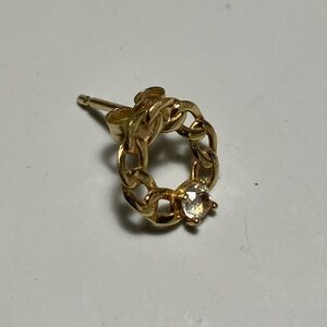 14K Gold Chain Stud Earring with Crystal Accent